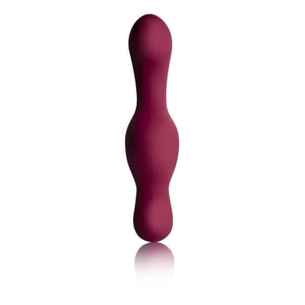 Rocks Off Ruby Glow Dusk 10 Speed Ride On Vibrator in a bold burgundy color, designed for a hands-free intimate experience.