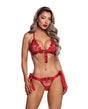 Ravishing Rouge Satin Bra and Panty Set Red L/XL featuring luxurious satin and tulle details, perfect for date nights.