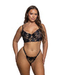 Intricate Floral Lace Underwire Bra and Panty Set Black 1X displayed on a model showcasing its elegant design.