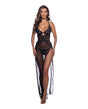 Sheer Desire Lace and Mesh High Slit Gown Black S/M featuring lace and mesh design with high side slit.