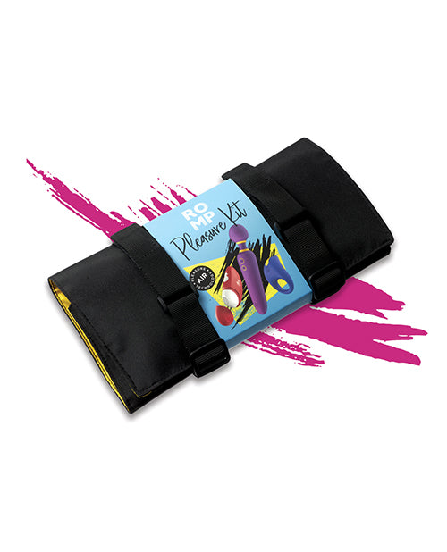 ROMP Pleasure Kit Flip Free and Juke in Carrying Case with three vibrators in a durable roll-bag.