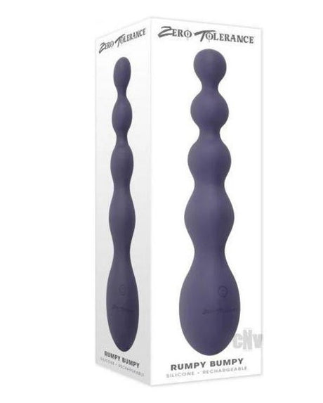 Zero Tolerance Rumpy Bumpy Silicone Anal Beads Purple on packaging showcasing its unique design.