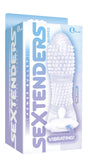 The 9's Vibrating Sextenders Nubbed Sleeve Clear packaging showcasing texture and vibrating feature.