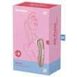 Satisfyer Pro 2+ Air Pulse Clitoral Stimulator Pink packaging highlighting features and design.