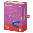 Satisfyer Double Whale Partner Vibrator Blue packaging showcasing U-shaped couples vibrator design.