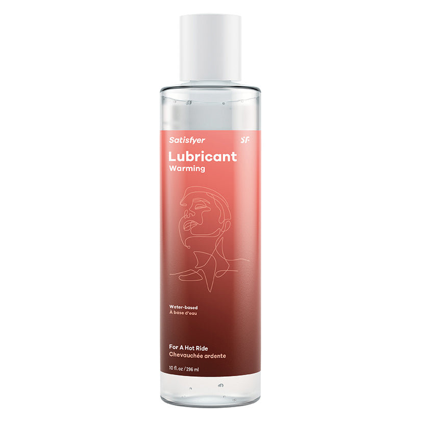 Satisfyer Warming Lubricant 10 Oz, water-based intimate lubricant with warming sensation, designed for enhanced pleasure.