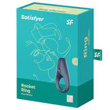 Satisfyer Rocket Ring Vibrating Cock Ring packaging with a modern design for enhanced pleasure.