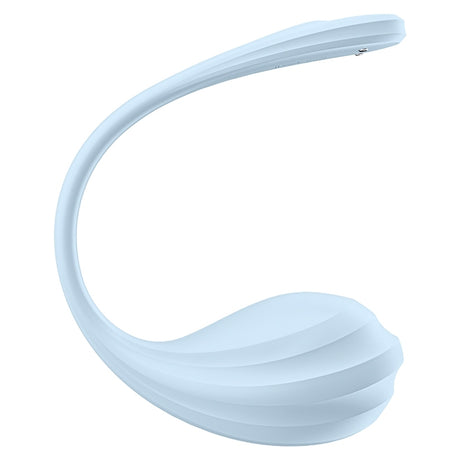 Satisfyer Smooth Petal G-Spot Vibrator Light Blue with elegant curved design and soft finish.