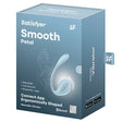 Satisfyer Smooth Petal G-Spot Vibrator Light Blue packaging featuring ergonomic design and Bluetooth connectivity.