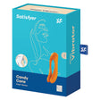 Satisfyer Candy Cane Finger Vibrator Orange packaging showcasing its playful design and features.