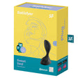 Satisfyer Sweet Seal Vibrating Anal Plug Black packaging showcasing app connectivity and comfortable design.