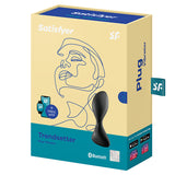 Satisfyer Trendsetter Vibrating Anal Plug Black packaging featuring a sleek design and free app control.