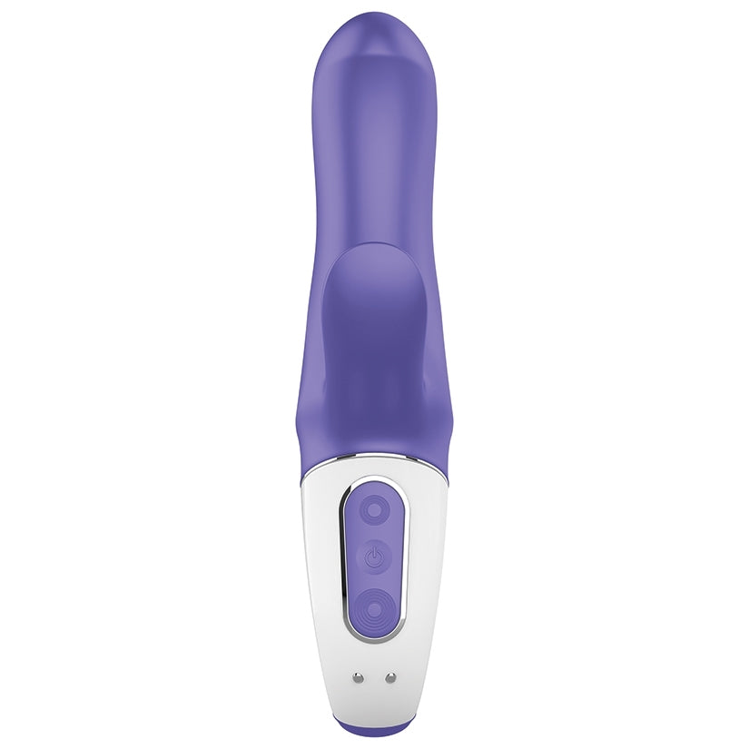Satisfyer Vibes Magic Bunny Rabbit Vibrator Purple showcasing compact design and dual motors for stimulation.