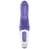 Satisfyer Vibes Magic Bunny Rabbit Vibrator Purple showcasing compact design and dual motors for stimulation.