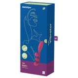 Satisfyer Tri Ball 1 Multi Vibrator Red packaging featuring three vibrating balls for simultaneous stimulation.
