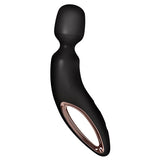 Satisfyer Wand-erland Wand Vibrator Black Rose Gold, a sleek wand massager in black with rose gold accents.