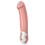 Satisfyer Vibes Master-nature G-Spot Silicone Vibrator in a soft pink shade with ergonomic design and control buttons.