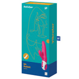 Satisfyer Vibes Mr Rabbit Vibrator Pink packaging showcasing its elegant design and features.