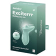 Satisfyer Exciterrr Lay-On Clitoral Vibrator Mint packaging with rolling ball and vibration features.