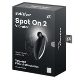Satisfyer Spot On 2 Clitoral Lay-On Vibrator Black packaging showcasing the elegant design and targeted clitoral stimulation.