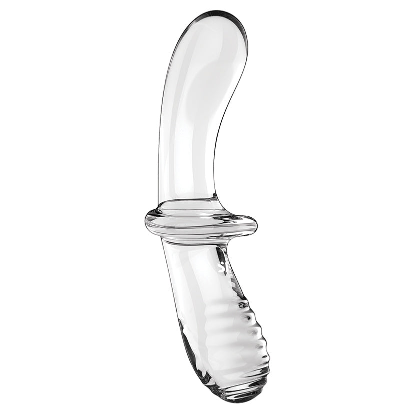 Satisfyer Double Crystal Glass Dildo Clear made of high-quality borosilicate glass for smooth sensations.