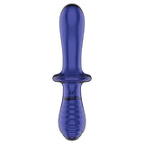 Satisfyer Double Crystal Glass Dildo Blue, elegant blue finish, high-quality borosilicate glass, smooth stimulation.