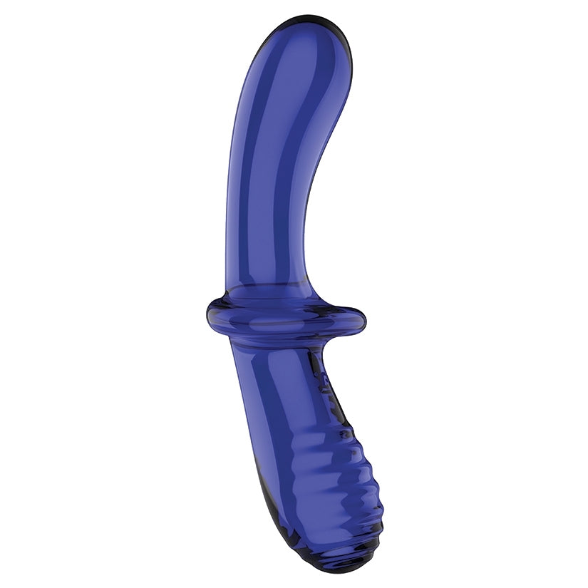Satisfyer Double Crystal Glass Dildo Blue, elegant blue glass dildo for smooth and satisfying sensations.