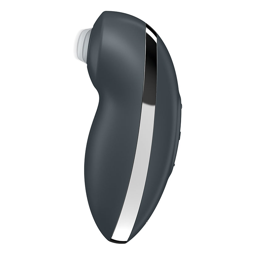 Satisfyer Tap And Climax 2 Vibrator Grey side view showcasing its sleek design and modern finish.