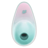 Satisfyer Pixie Dust Air Pulse Vibrator Mint Pink top view showcasing its sleek design and soft opening.