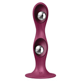 Satisfyer Double Ball-R Weighted Silicone Dildo Red features dual internal balls for unique stimulation and responsive movement.