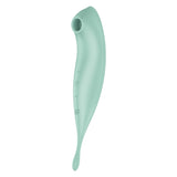 Satisfyer Twirling Pro Plus Air Pulse Vibrator Mint showcasing its sleek design for dual-ended stimulation.
