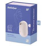 Satisfyer Pro To Go 2 Air Pulse Clitoral Vibrator Beige packaging with logo and features displayed.