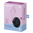 Satisfyer Pro To Go 3 Pressure Wave Vibrator Black packaging featuring air pulse and vibration stimulators.