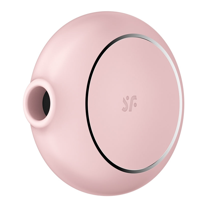 Satisfyer Pro To Go 3 Air Pulse Vibrator Rose compact design showcasing the logo and air pulse feature.