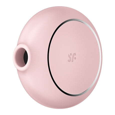 Satisfyer Pro To Go 3 Air Pulse Vibrator Rose compact design showcasing the logo and air pulse feature.