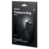 Satisfyer Treasure Bag Large Sex Toy Storage Black packaging showcasing soft material and discreet design for toy storage.