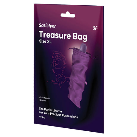 Satisfyer Treasure Bag XL Violet, a discreet toy storage solution for larger pleasure products.