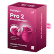 Satisfyer Pro 2 Classic Blossom Air Pulse Vibrator packaging showcasing its elegant rose design and features.
