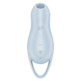 Satisfyer Pocket Pro 1 Air Pulse Vibrator Blue with soft opening and control buttons for tailored stimulation.