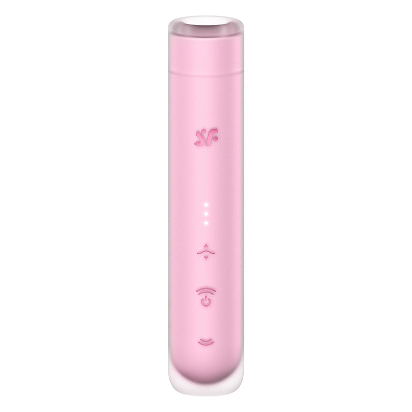 Satisfyer First Kiss Personal Vibrator in pink with user-friendly controls for comfort and pleasure.