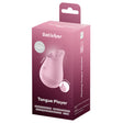 Satisfyer Tongue Player Clitoral Vibrator packaging showcasing oral-inspired design and USB-C charging.