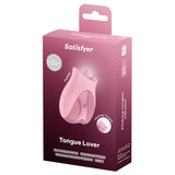Satisfyer Tongue Lover Clitoral Vibrator packaging showcasing oral-inspired design and features.