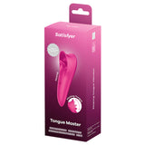 Satisfyer Tongue Master Vibrator packaging featuring oral-inspired motion and flicking tongue design.