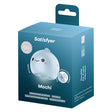 Satisfyer Mochi-frost Blue Vibrator packaging showcasing playful design and key features.