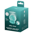 Satisfyer Jelly-cious Green Vibrator box packaging showcases its playful design and features like waterproof and rechargeable.