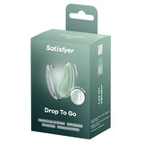 Satisfyer Drop To Go Vibrator Mint packaging with hygienic cap and soft silicone design.