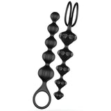 Satisfyer Love Beads Silicone Anal Beads Set of 2 Black featuring distinct bead chains for anal play exploration.