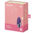 Satisfyer Purple Pleasure Lay-on Vibrator packaging showcasing its design and features.