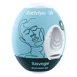 Satisfyer Savage Single Use Masturbator Egg in blue, compact and hygienic design for solo pleasure.
