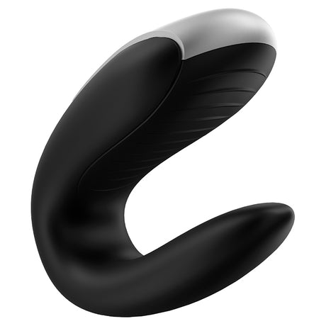 Satisfyer Double Fun Couples Vibrator Black, a U-shaped wearable toy for simultaneous stimulation during intercourse.